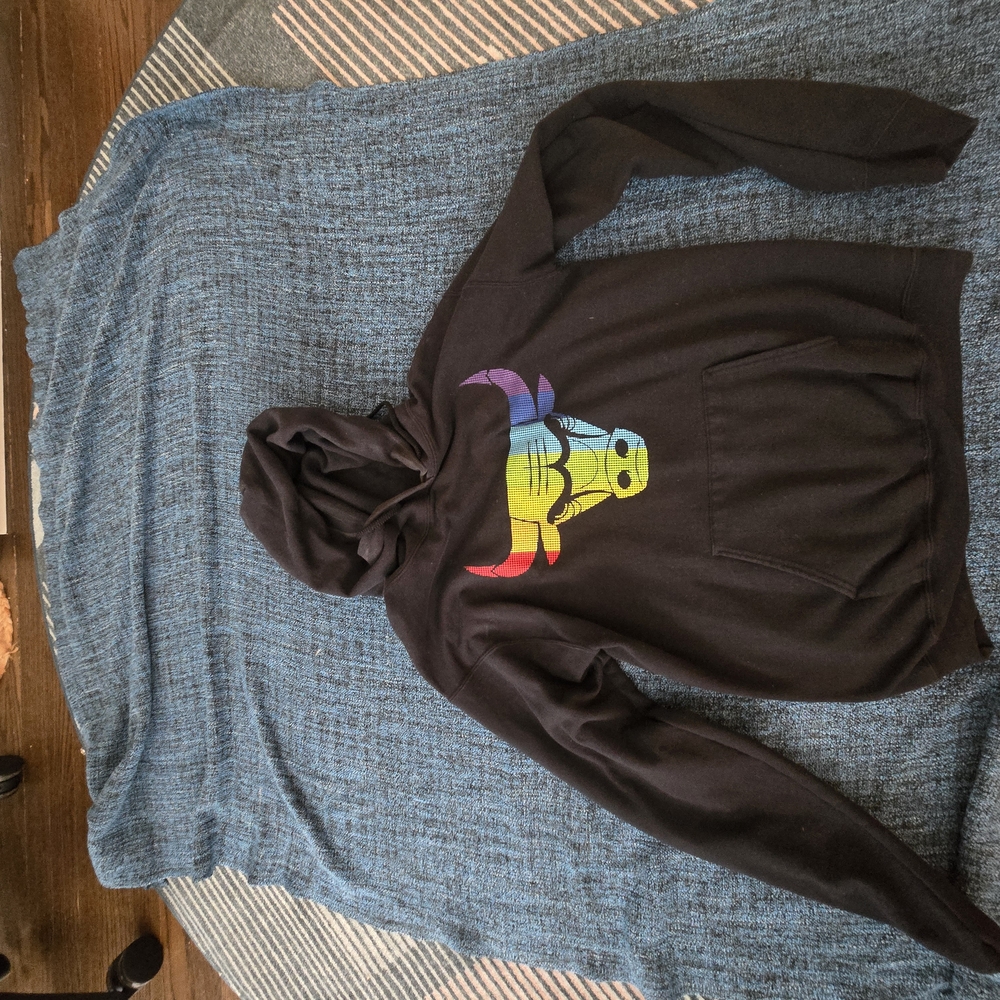 Black Hoodie with Colorful Bull Design